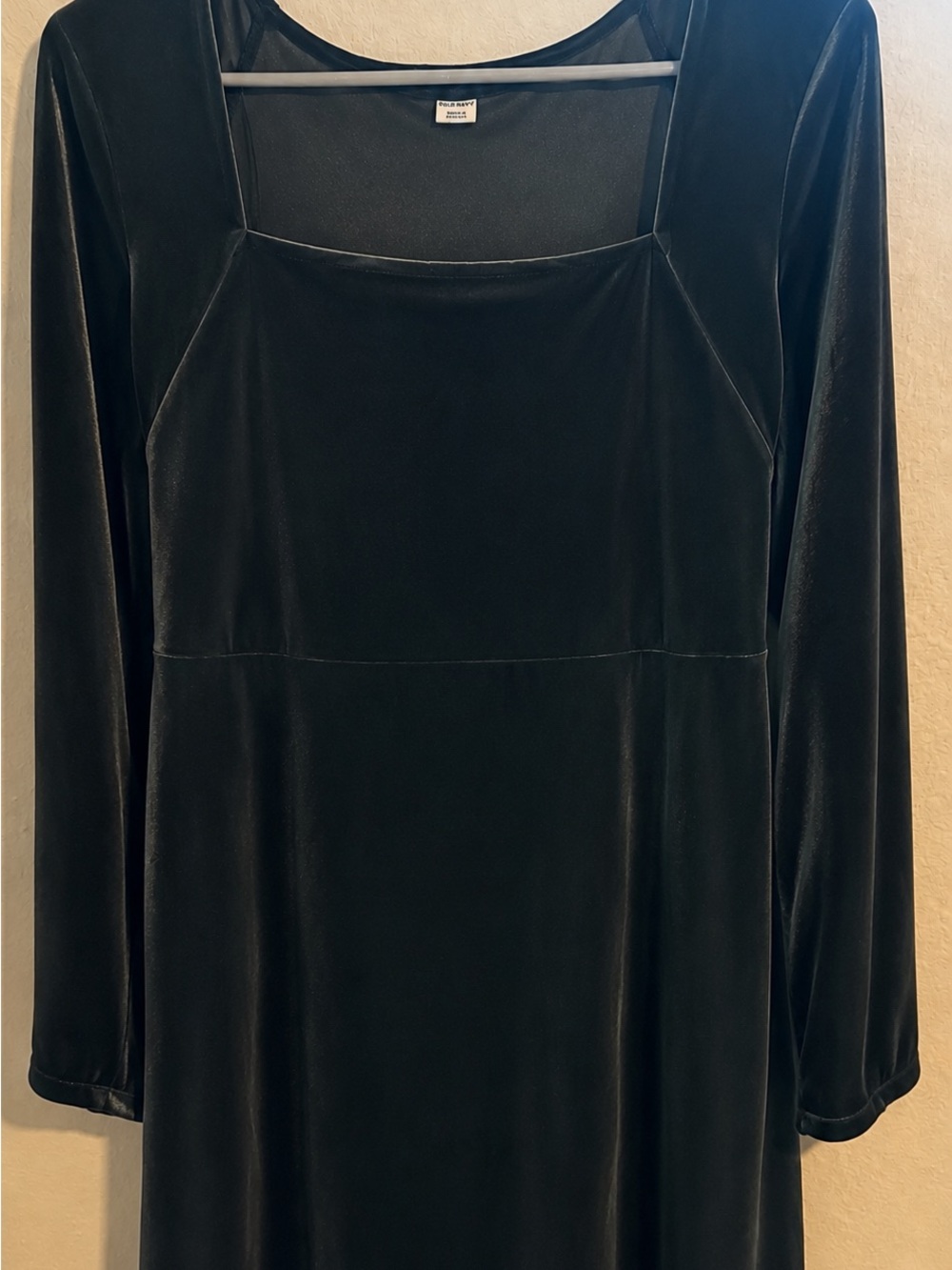Old Navy Green Velvet Dress Long Sleeve Square Neck